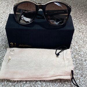 3.1 Phillip Lim Brown Gradient Oversized Sunglasses with Black Accents